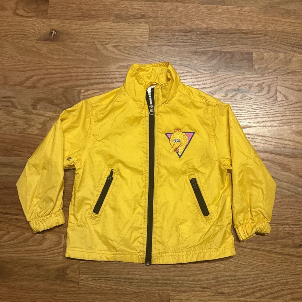 Vintage Sesame Street Windbreaker Jacket 4T Yellow Big Bird READ